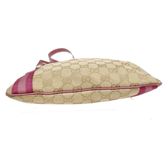 GUCCI Logo GG Pattern Shoulder Bag Canvas Leather Brown Pink Italy 31FC039 - Picture 6 of 16